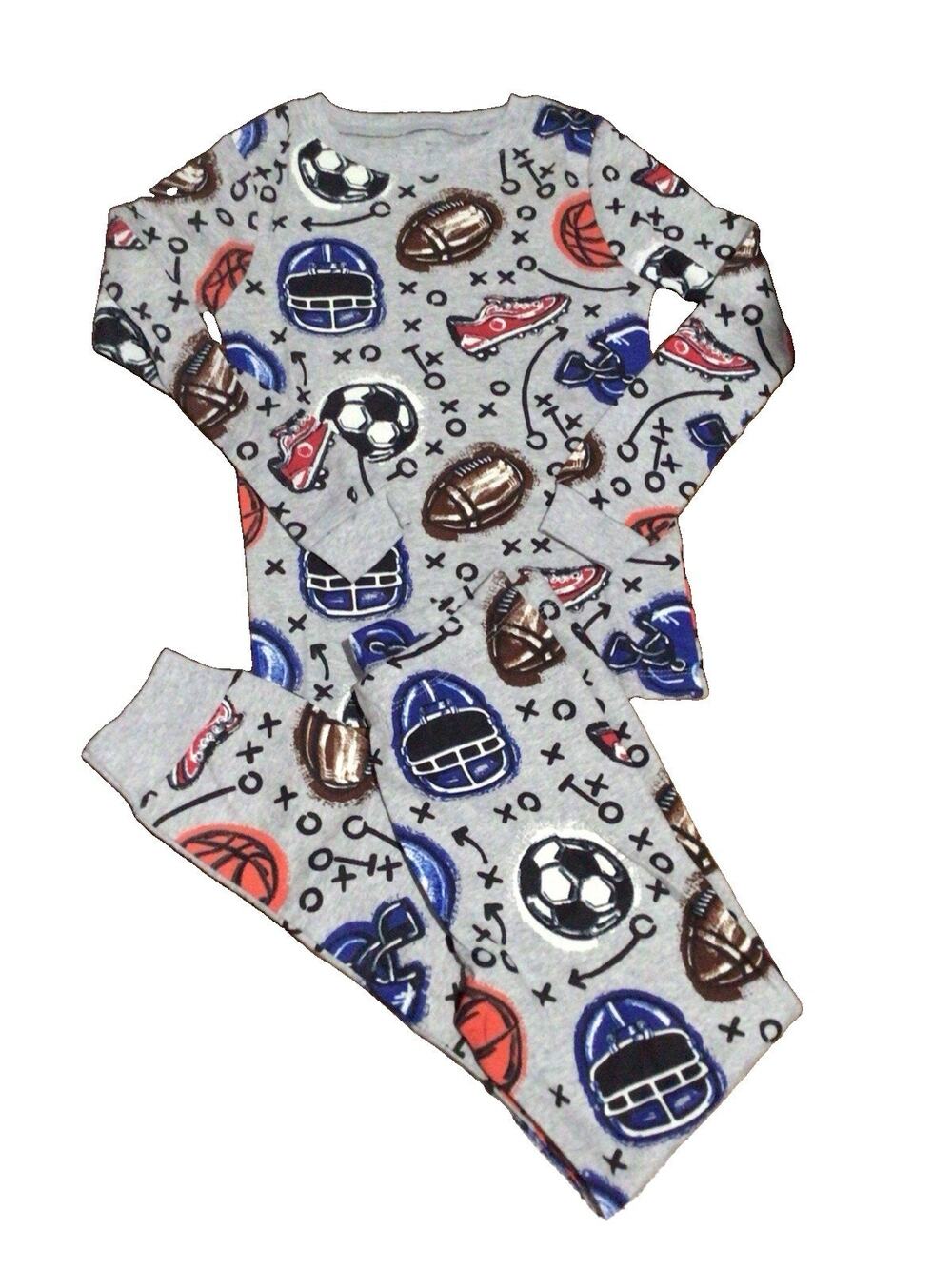 Member's Mark Boys 6t Organic Cotton 2-Piece Pajama Set Blue Sports Print